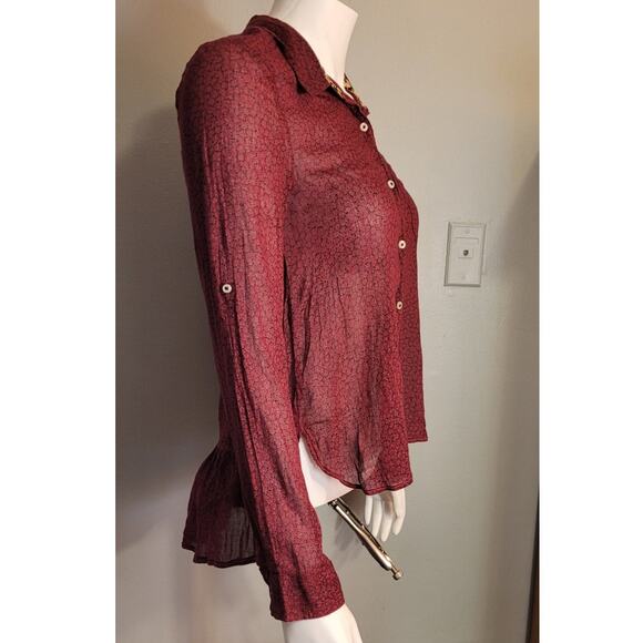 Holding Horses Anthropologie Floral Print Blouse Sz 4 Peplum Ruffle Castlecore - Picture 3 of 10